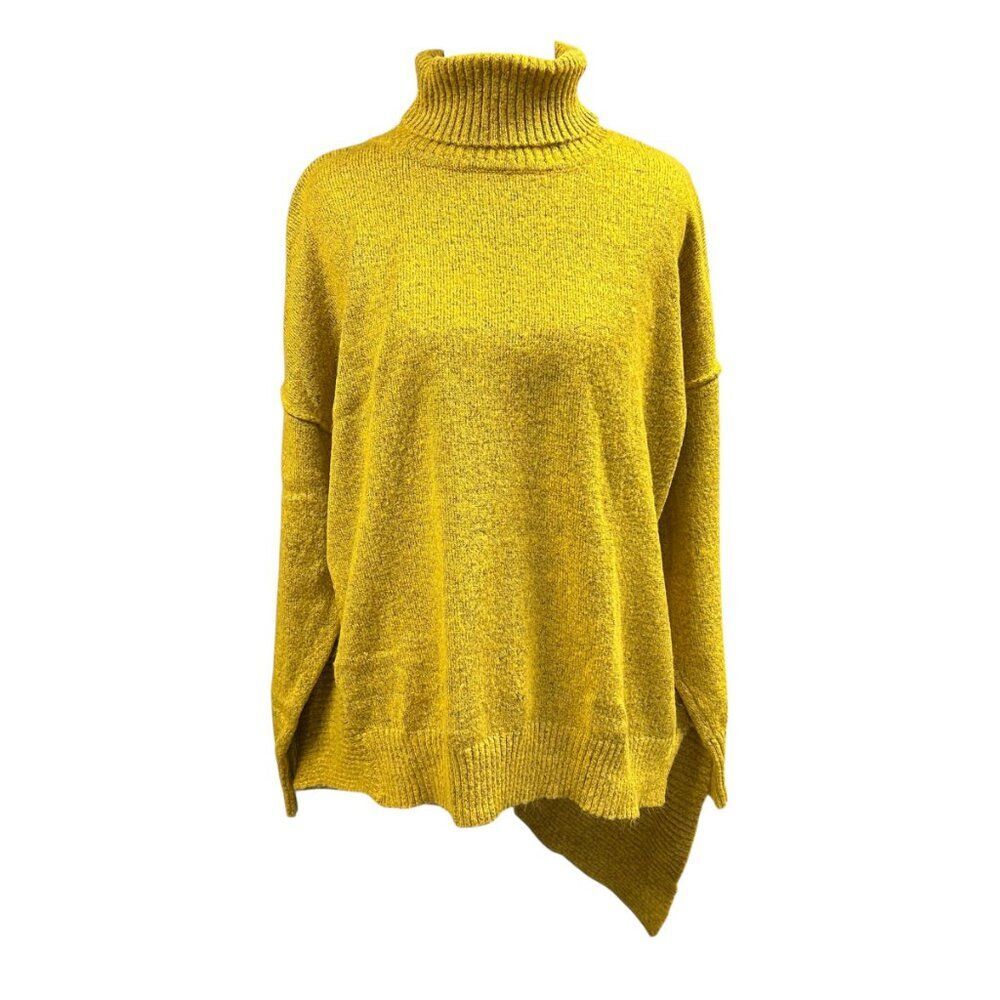 Alison Andrews Asymmetrical Turtleneck Sweater Lagenlook Artsy Size XL Yellow